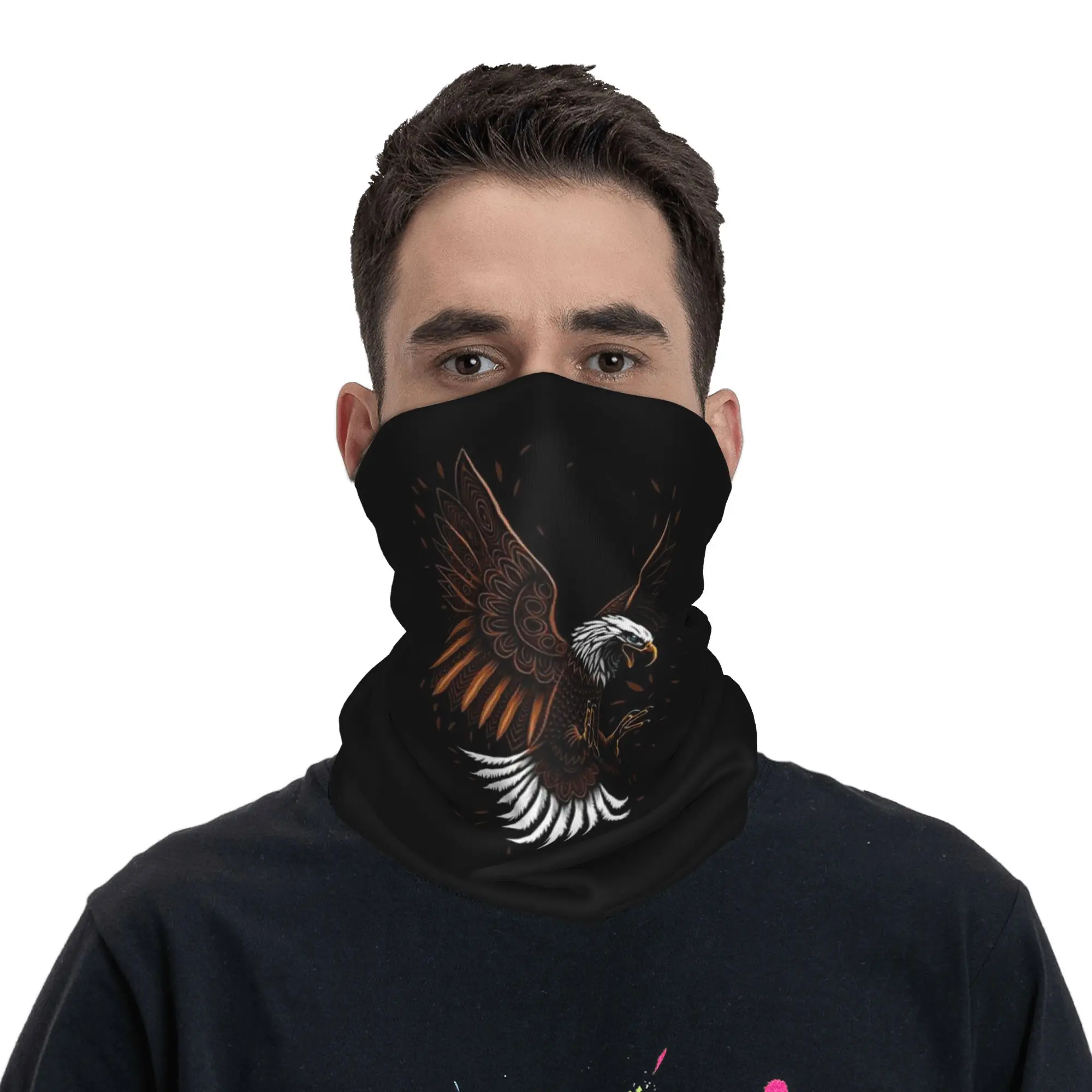 

Ethnic Eagle Design Bandana Neck Cover Printed Wrap Scarf Headwear Hiking Fishing Unisex Adult Windproof