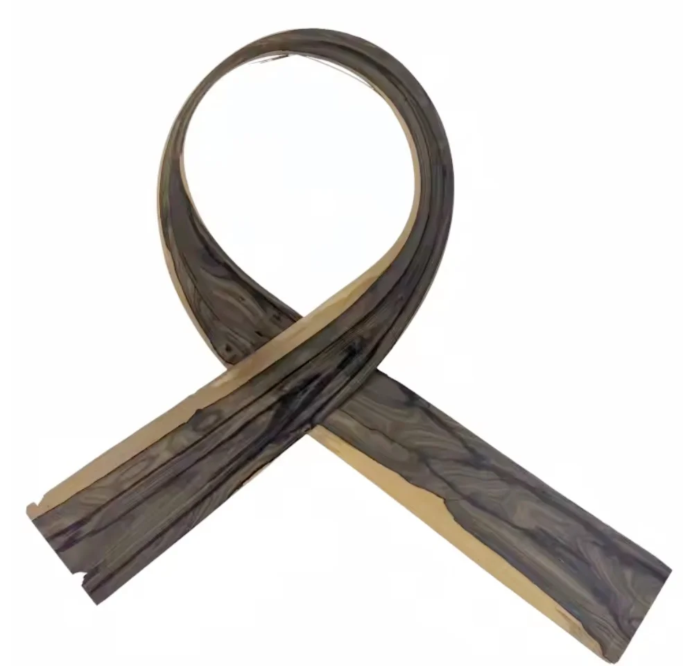 2Pcs 0.5mm Thick natural black persimmon wood veneer sheet for DIY furniture veneering, size 160x11cm.