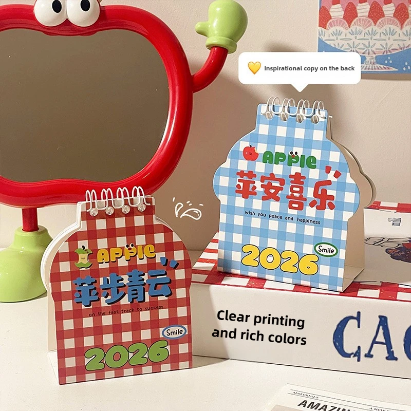 لطيف أبل ميني أجندة مكتبية /رزنامة مكتبية 2026 الإبداعية طالب مخطط سطح المكتب تحقق في زخرفة #4