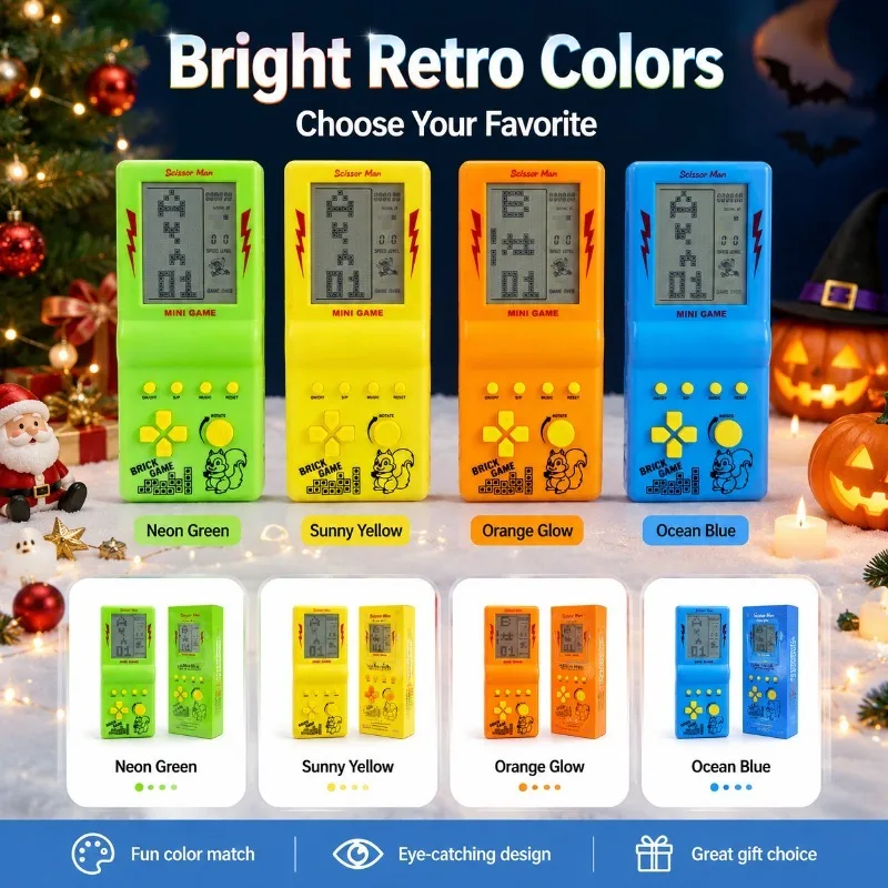 Classic Retro Handheld Game Console 4 Inch Large Display Portable Tetris Leisure Video Game Entertainment Device
