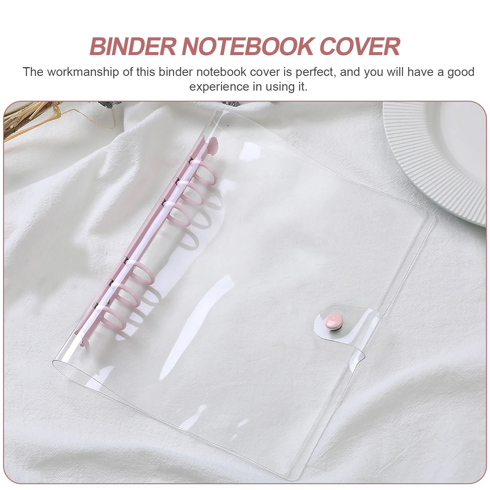 

6 Ring Binder Cover A6 Size Waterproof Metal File Holder for Documents Planner School Office Clear Reusable Notebook
