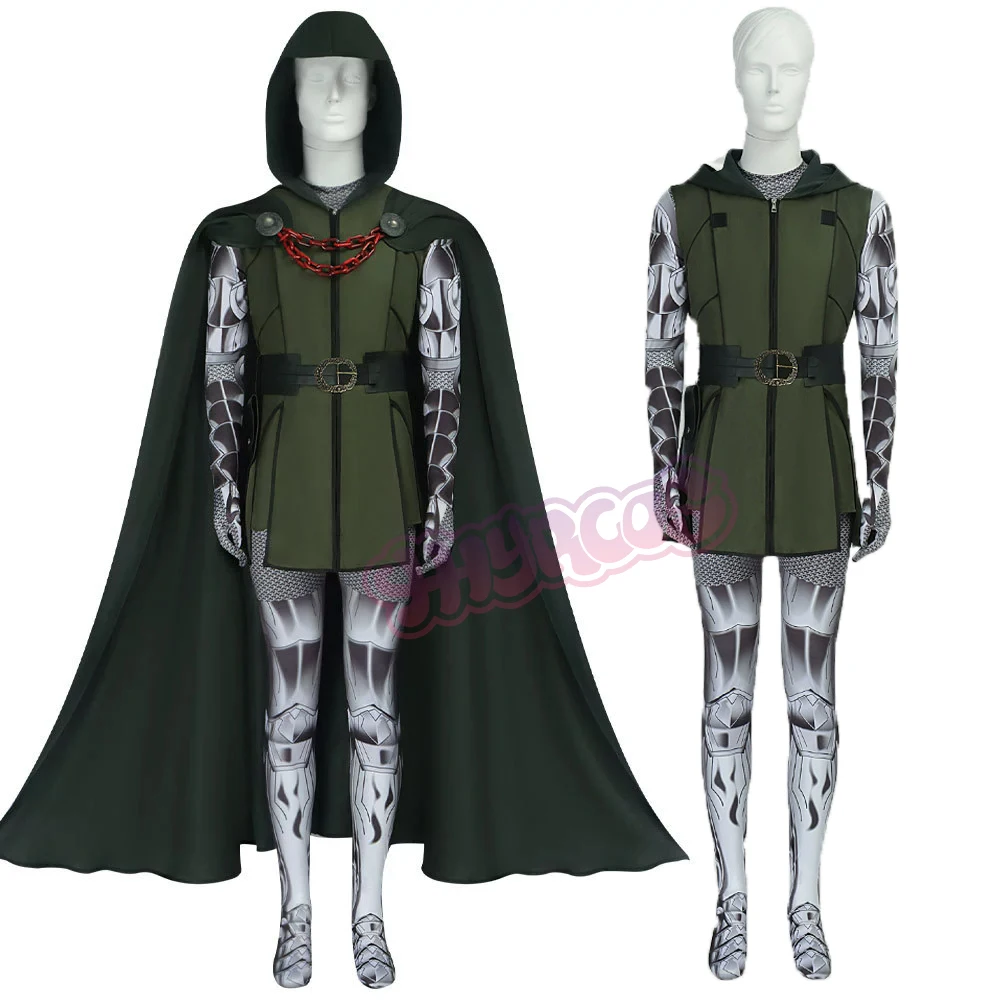 

Anime DDoctor Doom Cosplay Costumes 5PCS Jumpsuit Cloak And Mask Anime Role Play Uniform Halloween Party Outfit For Men Women