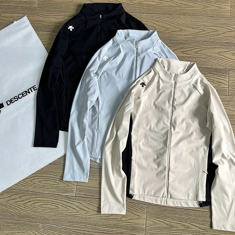 Patchwork waisted bottoming shirt tops round neck long sleeve tops 2026 autumn fashion women's new style DESCENTE