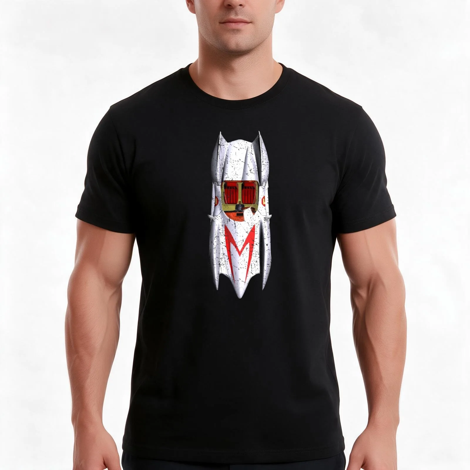 Speed Racer - Mach 5 - Car Top - Vintage Retro Distressed T-Shirt, Summer Casual Cotton Tee, Oversized Streetwear Tops
