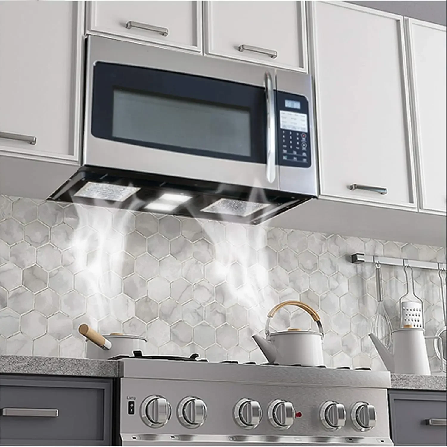 The Range Microwave Oven with Vent, 1.7 Cu. Ft 30 Inch 1000W Over the Stove Microwave with Exhaust Fan, Stainless Ste