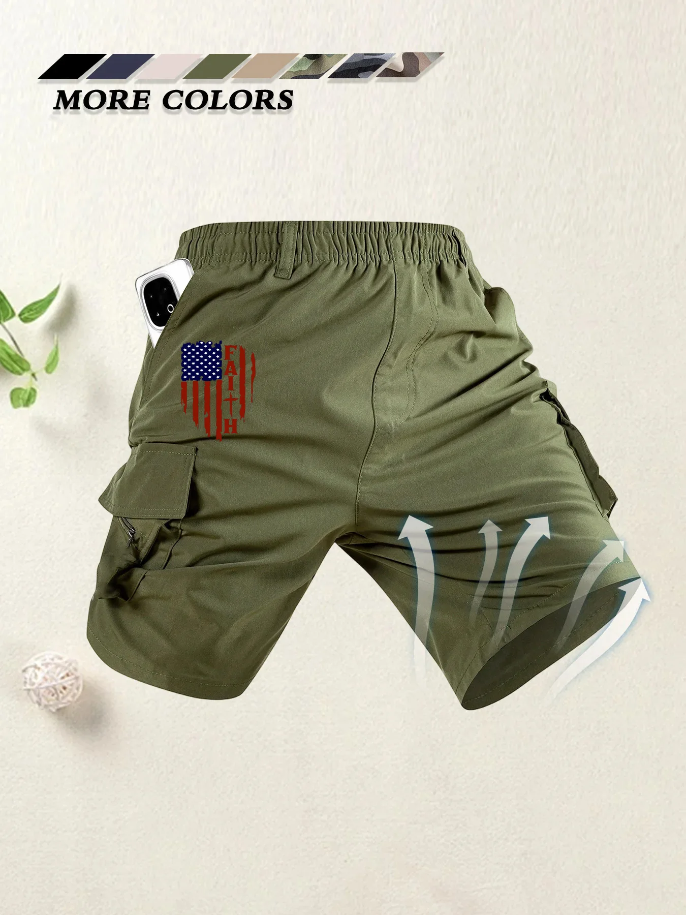 American Flag Printed Cargo Shorts Independence Day Eagle Shorts Summer Cargo Work Camping Multi-pocket Short Pants Streetwear