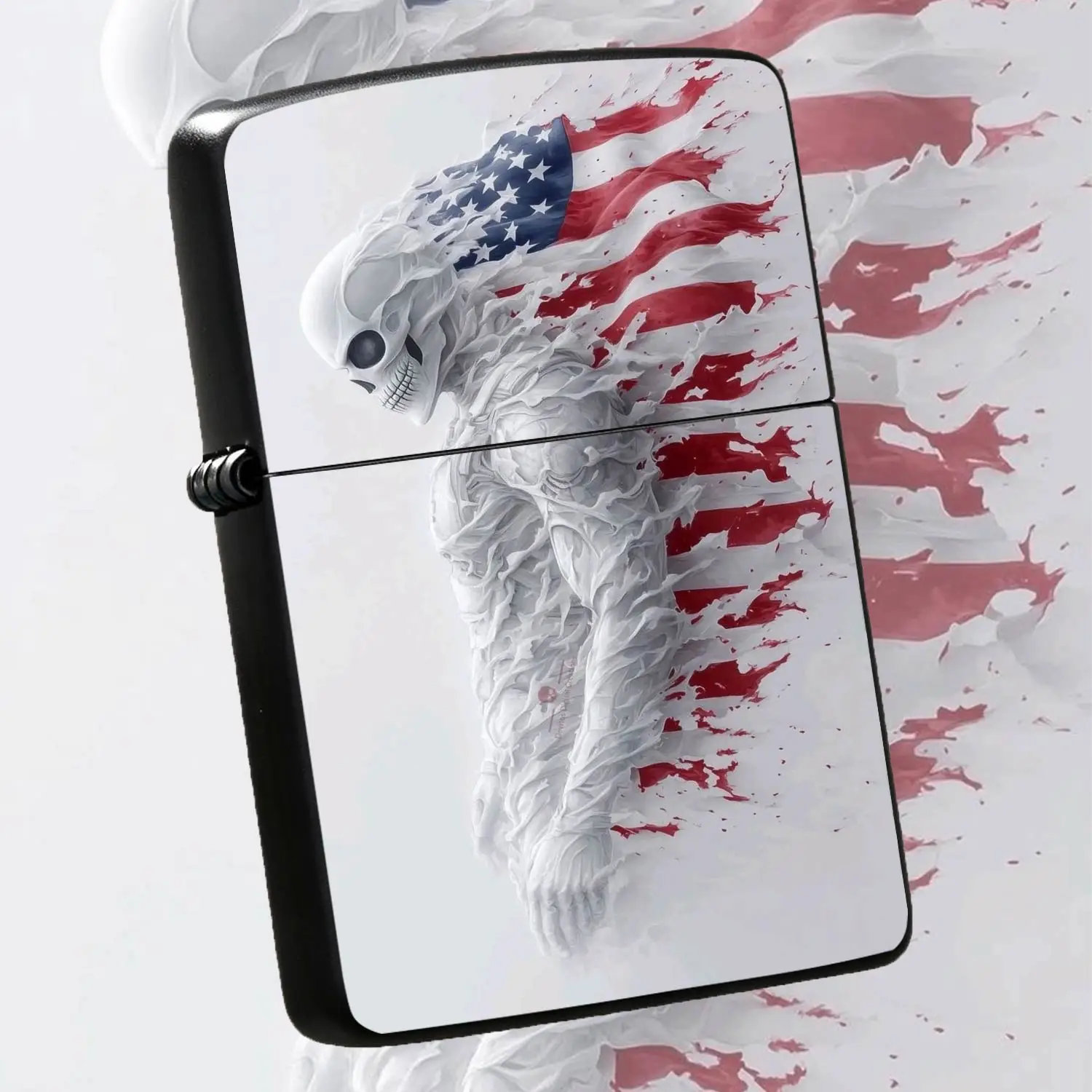 Creative Skeleton Us Flag Themed Portable Lighter, Delicate Clear Wear-Resistant Pattern, Suitable For Daily Travel Outdoor Activities All Scenarios, Stylish Practical Personal Accessory For Daily Use Gifting Collection, Unique Eye-Catching