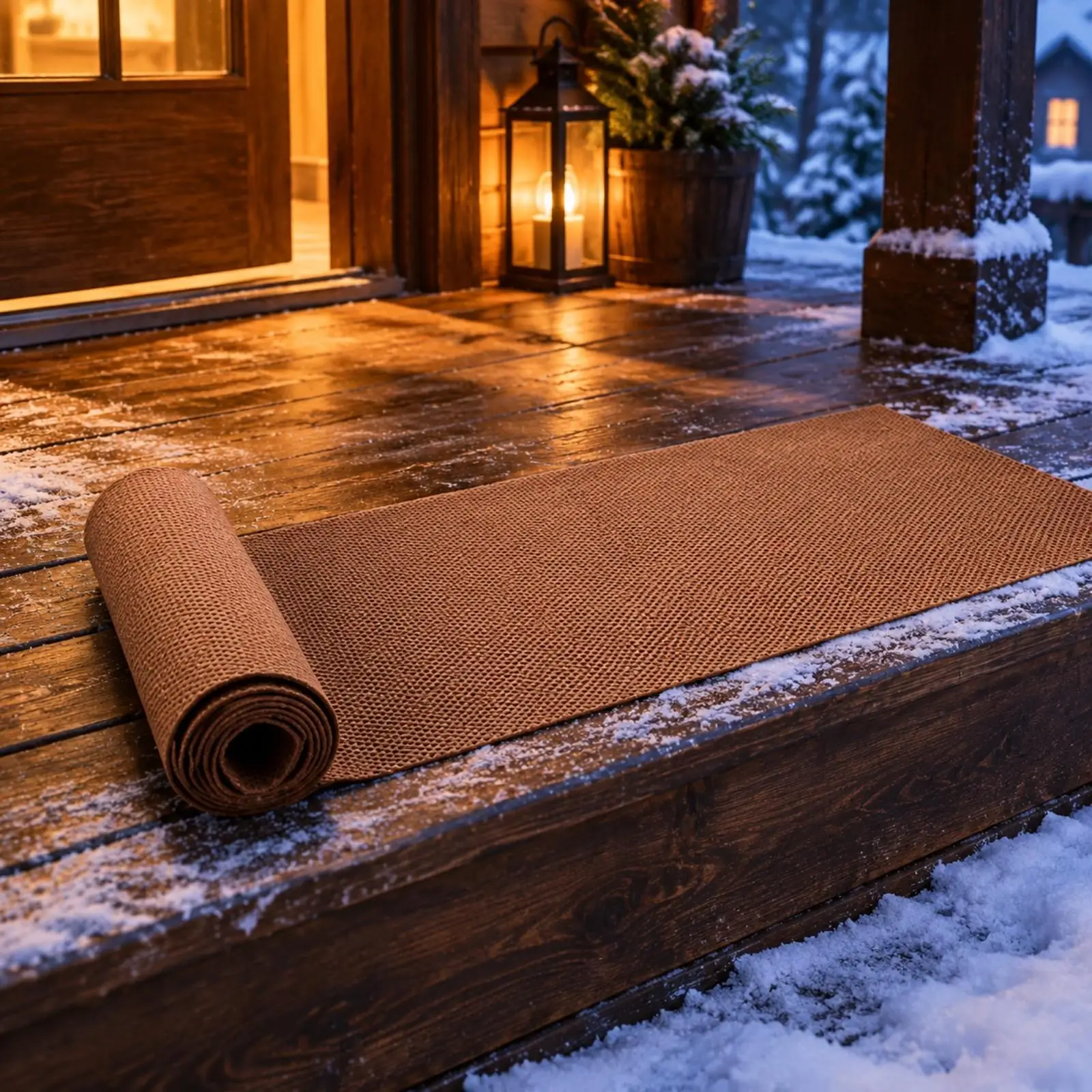Felt Anti Slip Walkway Mat Rollable Traction Carpet for Snowy Paths Patios Steps and Entryways Winter Use