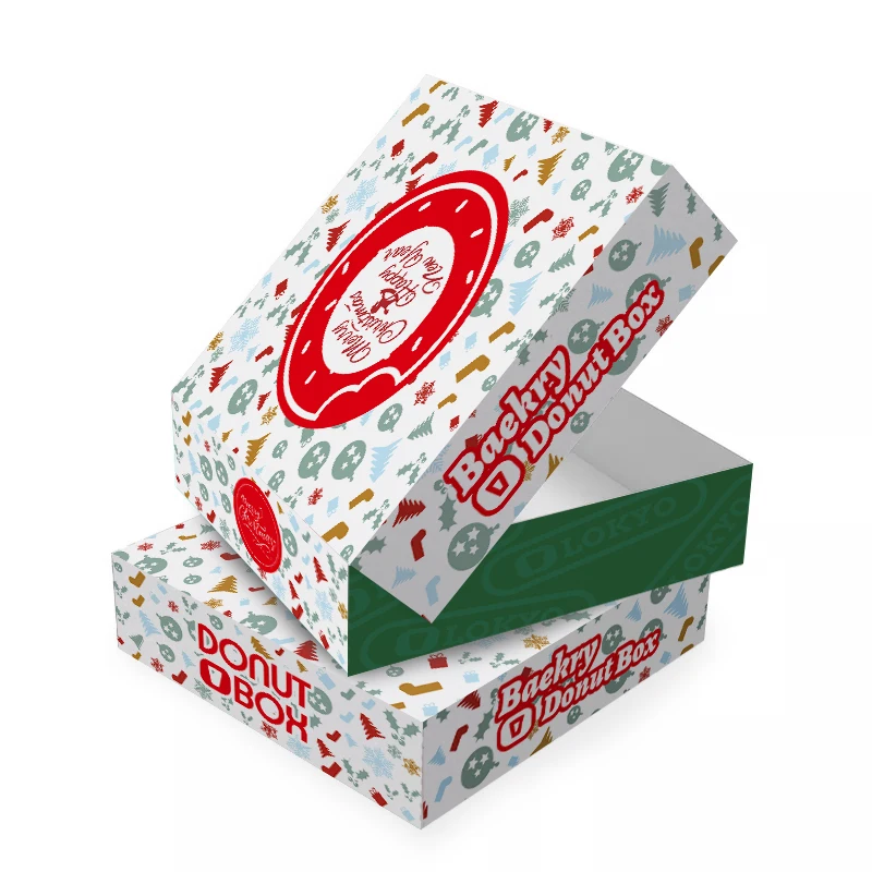custom.LOKYO Bakery Donut Paper Box Custom Printed Cookie Design New Folder Type with Matt Lamination fo