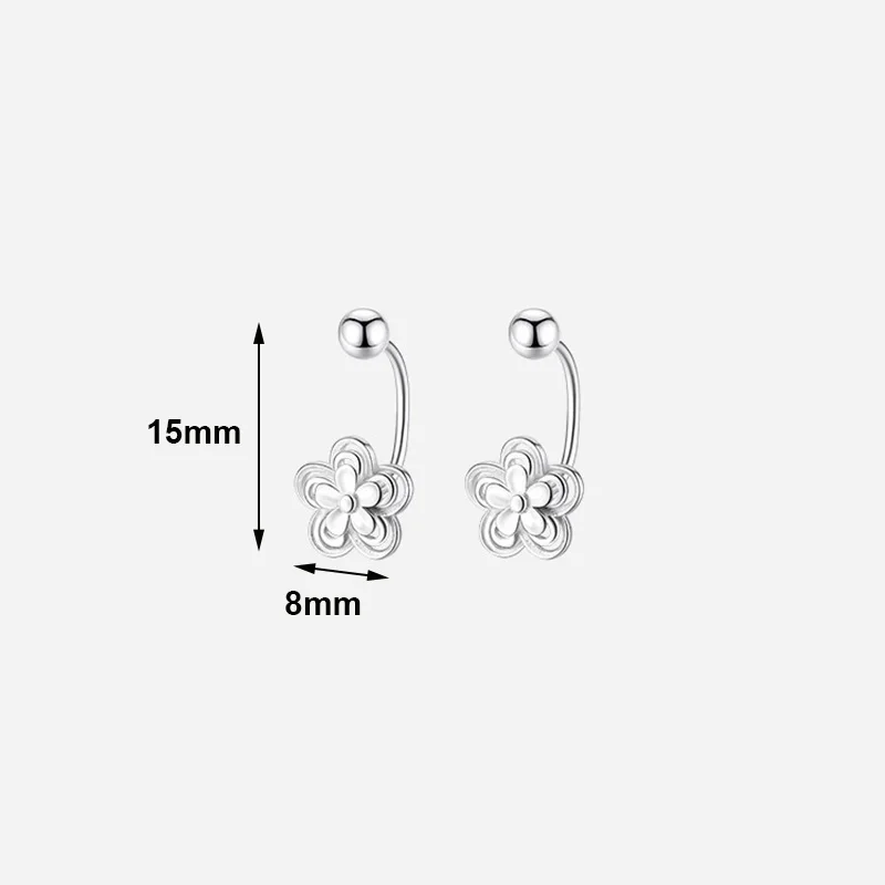 Real 925 Sterling Silver Lace Flower Bead Screw Stud Earrings For Women Party Classic Fine Jewelry Light Luxury Accessories