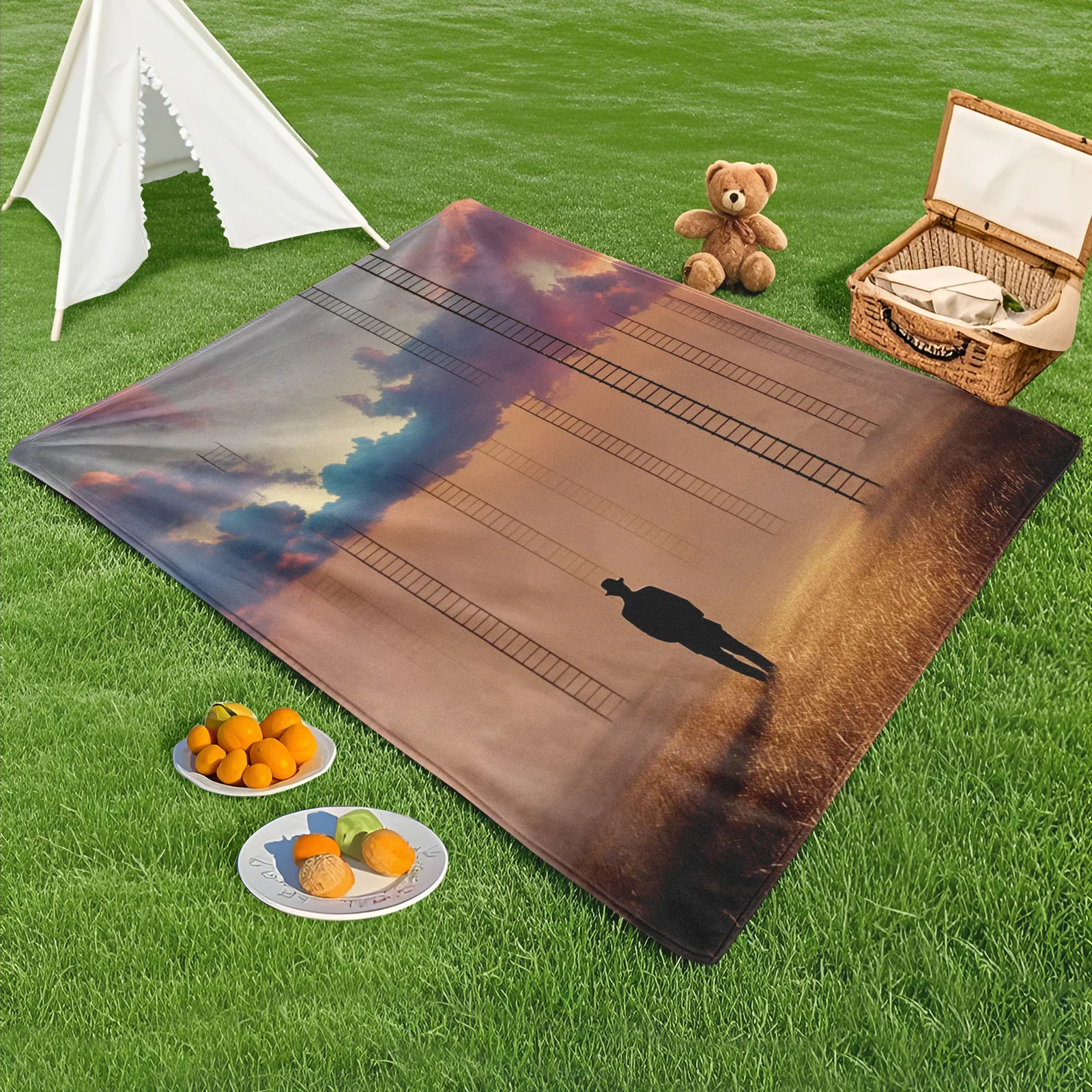 

Ladder Man Clouds Theme Creative Outdoor Blanket Durable And Stylish Design For Camping Hiking And Nature Exploration Adventures