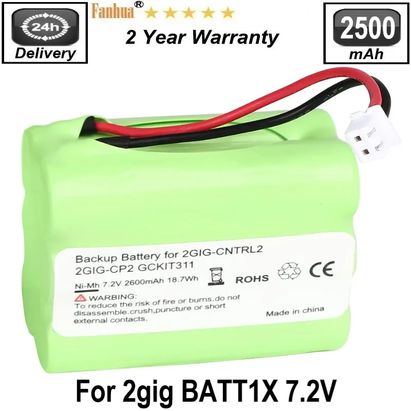 

Ni-MH 7.2V Replacement Battery2gig BATT1X BATT2X BATT1 GC2 2GIG-CNTRL2 2GIG-CP2 GCKIT311 Go Control Panel Security System Alarm