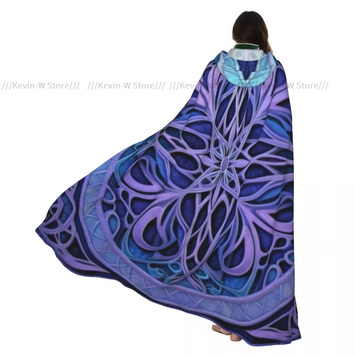 

Unisex Adult Stained Glass Window Abstract Pattern Cloak with Hood Long Witch Costume Cosplay