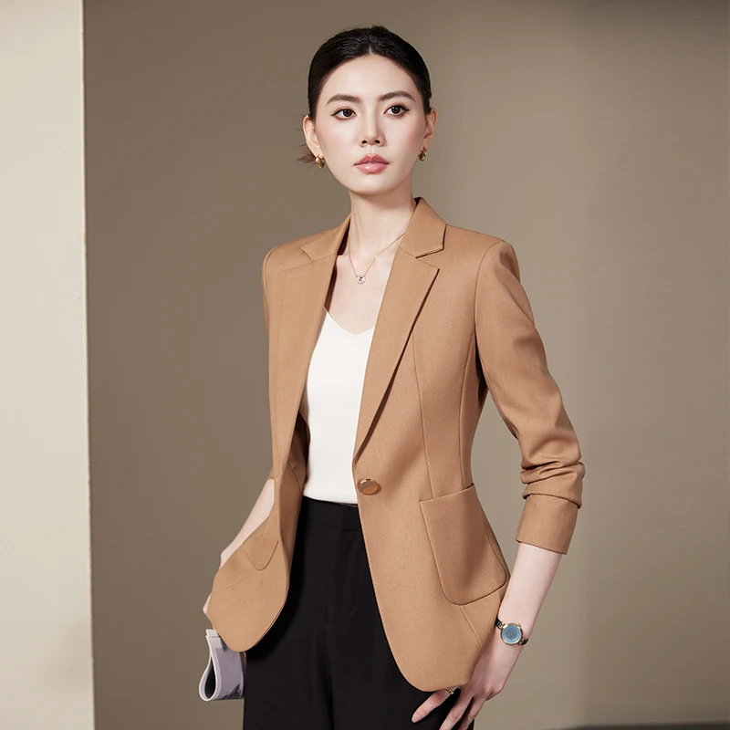 NAVIU Giacca da donna con bottone singolo per giacca autunnale Cappotto da donna Abbigliamento da lavoro da lavoro femminile Giacca formale Capispalla da donna da ufficio