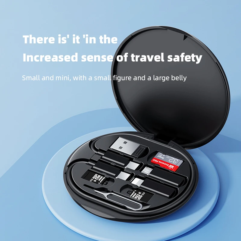 Multi Purpose Wireless Charger Storage Case All In One Cable SIM Card Holder Travel Essential Functional Charging Organizer Box