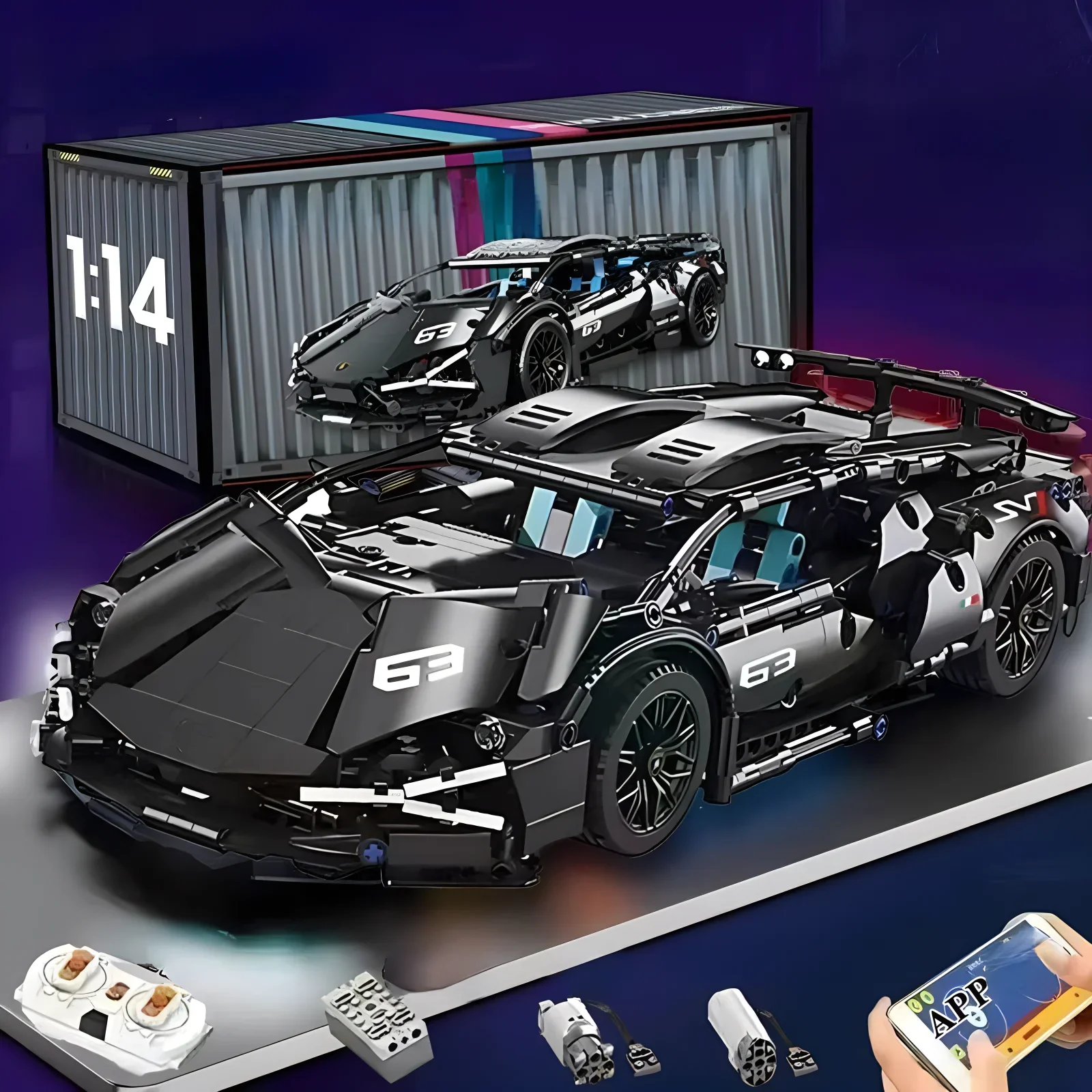 Technical Racing Sport Car Model Building Blocks technic adults 1:14 DIY Supercar Brick Puzzle Toys Kid Adult Gift(1280+granule)