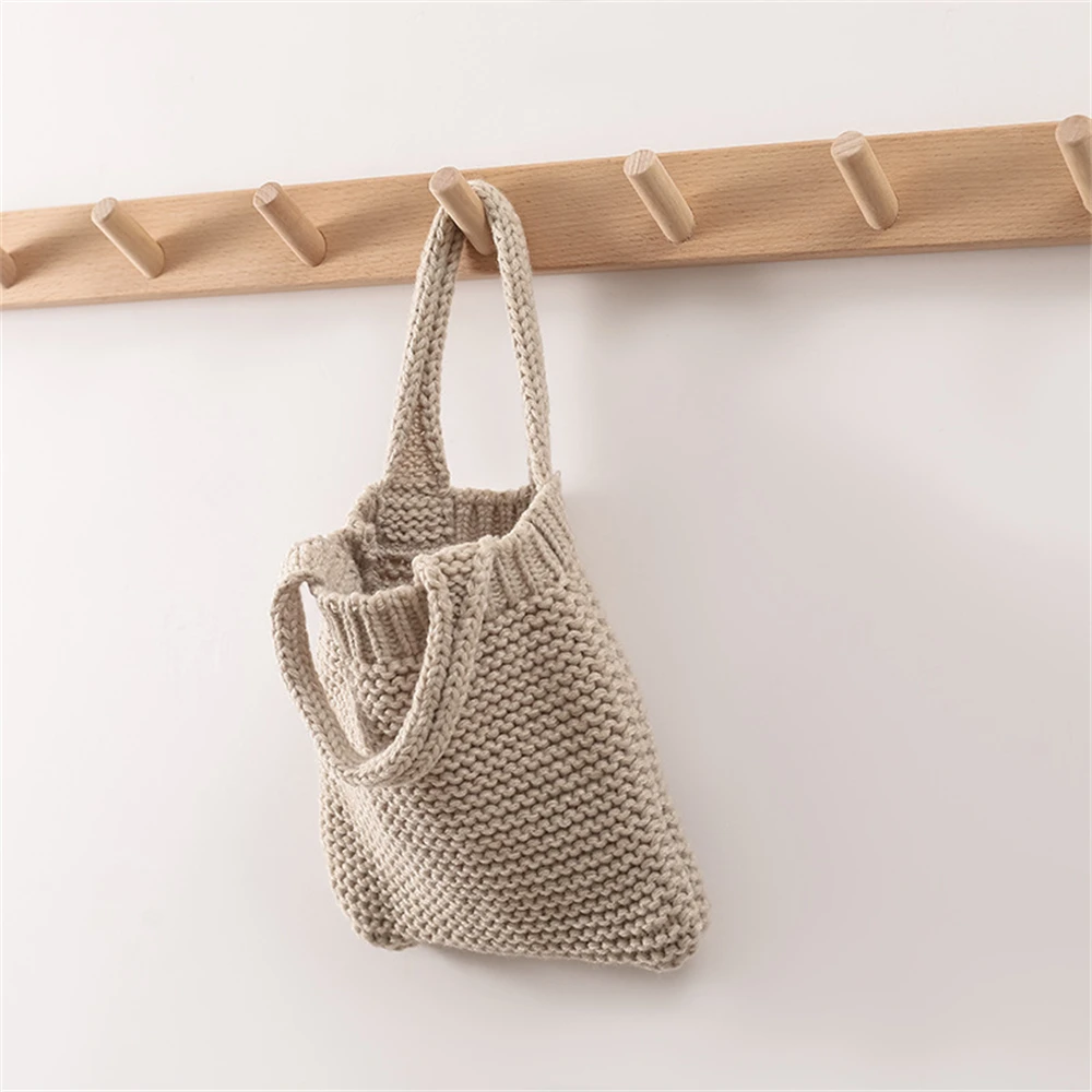 New Wool Knitted Shoulder Shopping Bag for Women Vintage Fashion Cotton Cloth Girls Tote Shopper Bag Large Female Handbag