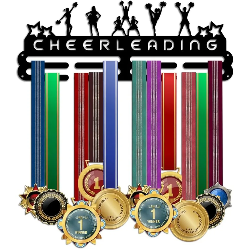 

Cheerleading Medal Hanger Display, Sports Competition Medal Holder Hook 3 Lines Sport Award Rack Wall Mount Iron Frame for Over