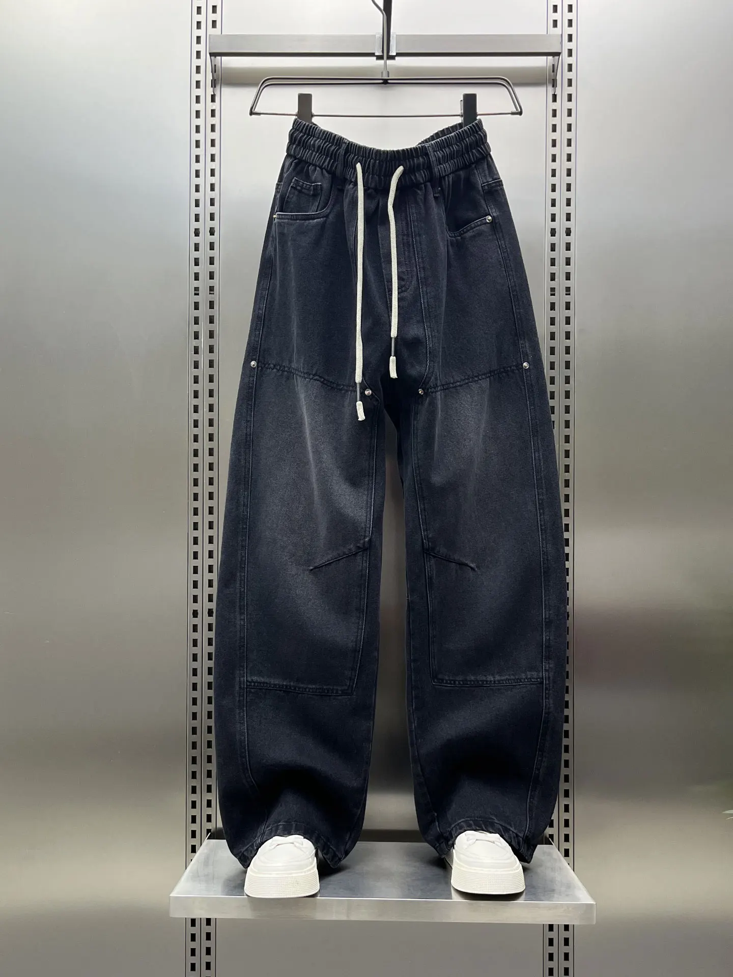 

Мужские джинсы свободного кроя в американском стиле, прямые, широкие, осенне-зимние, повседневные брюки, длинные, с элементами кэжуал-дизайна