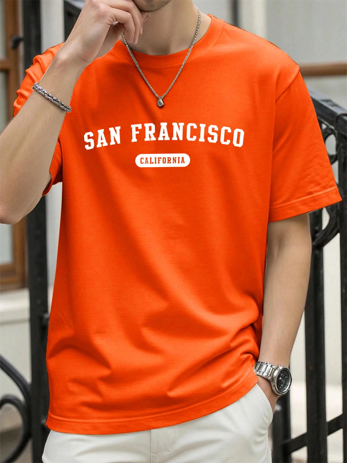 California San Francisco Print Fashion T-Shirt Male Summer Classic Clothing Street Basics O-Neck T Shirt Cotton Breathable Tops