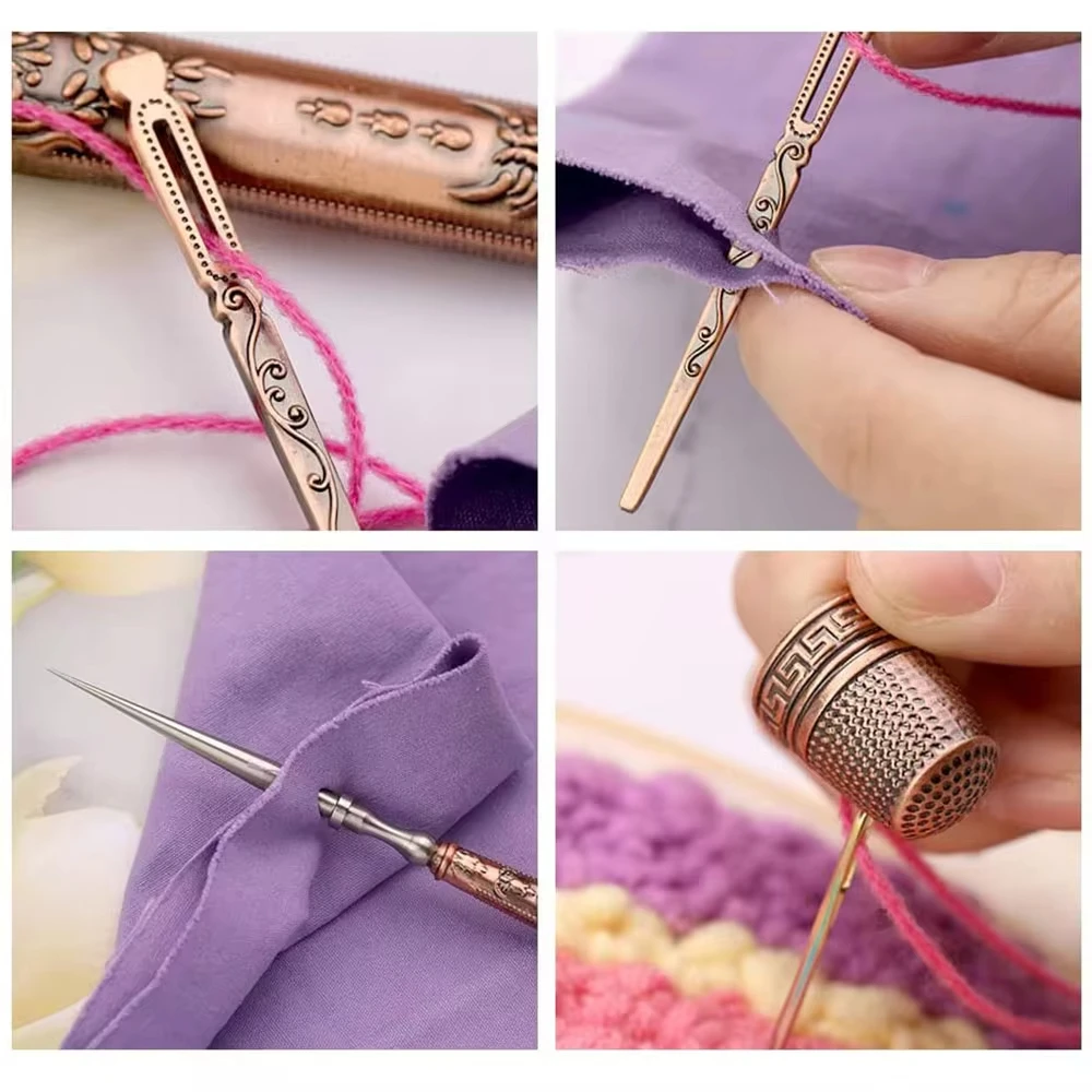 European Retro Five-Piece Pointy Scissors Combination Scissors Set Carved Classical Scissors Wedding Sewing Box