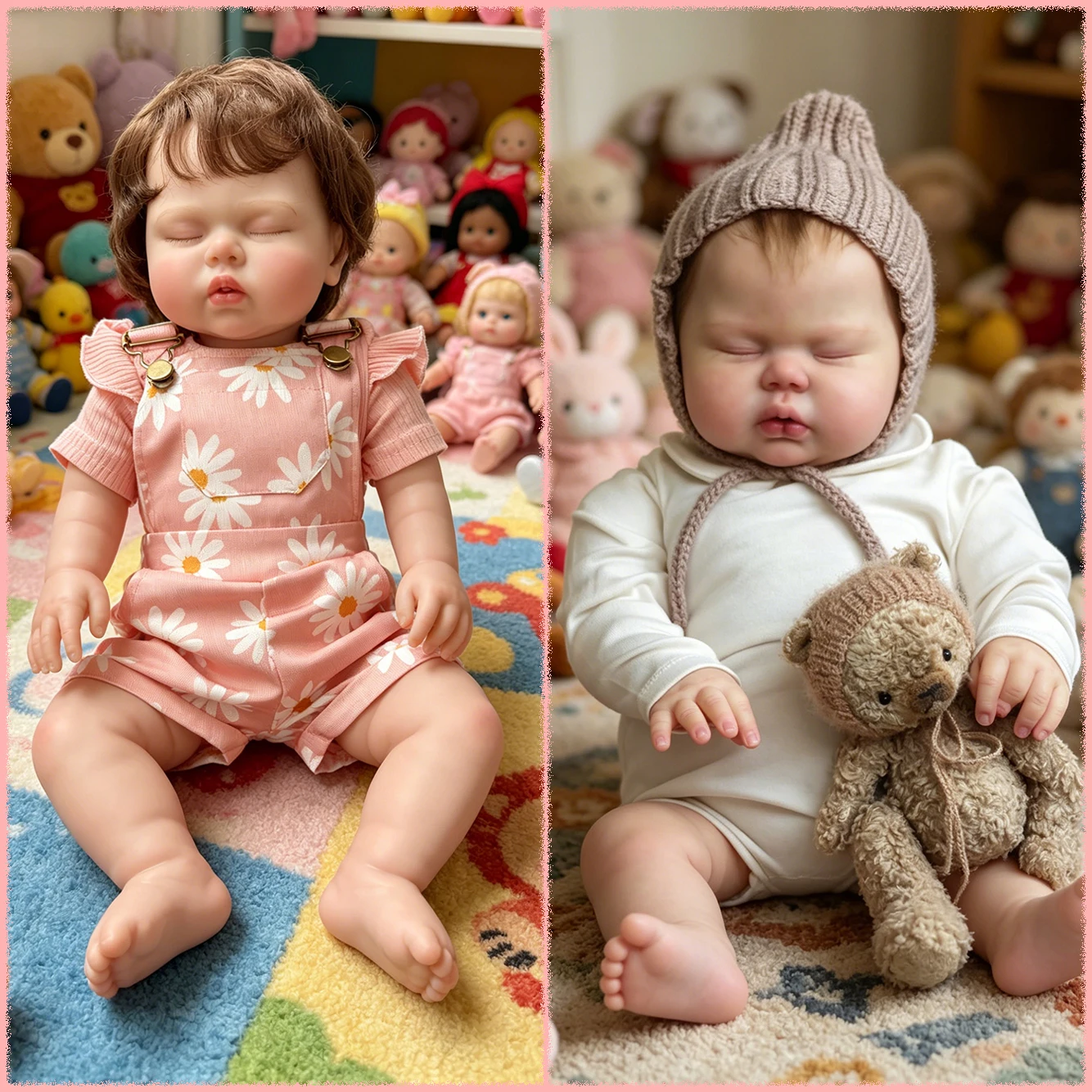 

24Inch Lifelike Reborn Sleeping Baby Doll Pickle Soft Cotton Body Multiple Layers Painting Skin Hand Rooted Hair Collectible