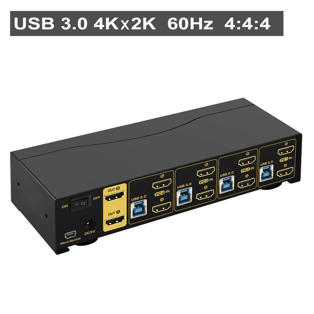 Imagem -02 - Hdmi Kvm Switch Porto Duplo Monitor de Exibição Estendida com Áudio Suporte 4k @ 60hz 4:4:4 Usb3.0