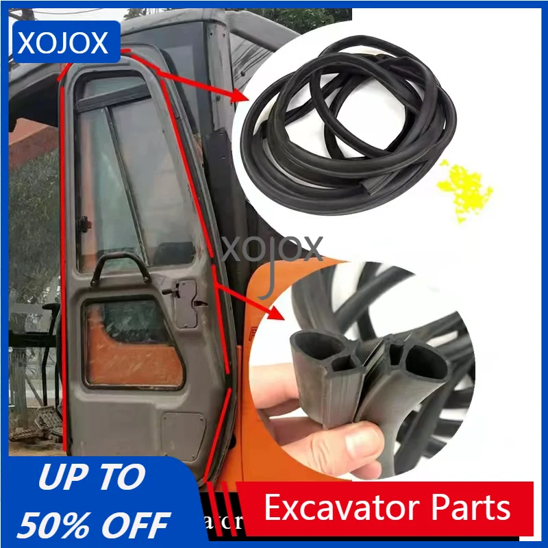 XOJOX Cab Windshield Rubber Strip Door Sealing Anti-Bumping Leather Accessories For Hitachi Excavator Supplies ZAX60 70 120