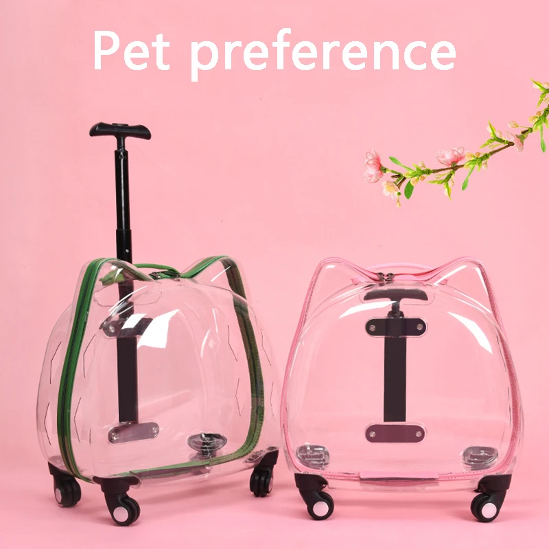 

360 degree Swivel Pet Trolley Dogs Cats Travel Mute Wheels Transparent Breathable Universal Pet Backpack Portable Fashion