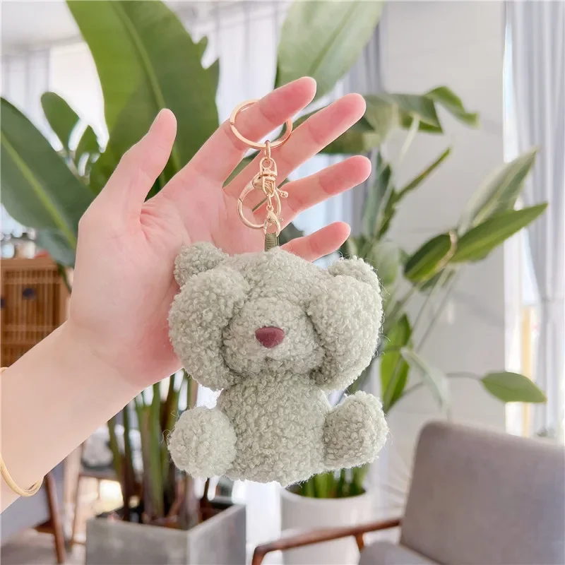 Portable Cartoon Cute Face Covering Shy Bear Plush Toy Pendant Doll Mini Grabber Doll Bag Pendant Keychain Children's Gift