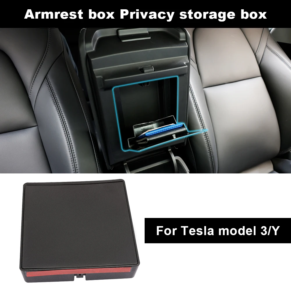 For Tesla Car Central Armrest Concealed Storage Box Hidden Case Secret Private Organized Container Slide For  Tesla Model 3 Y