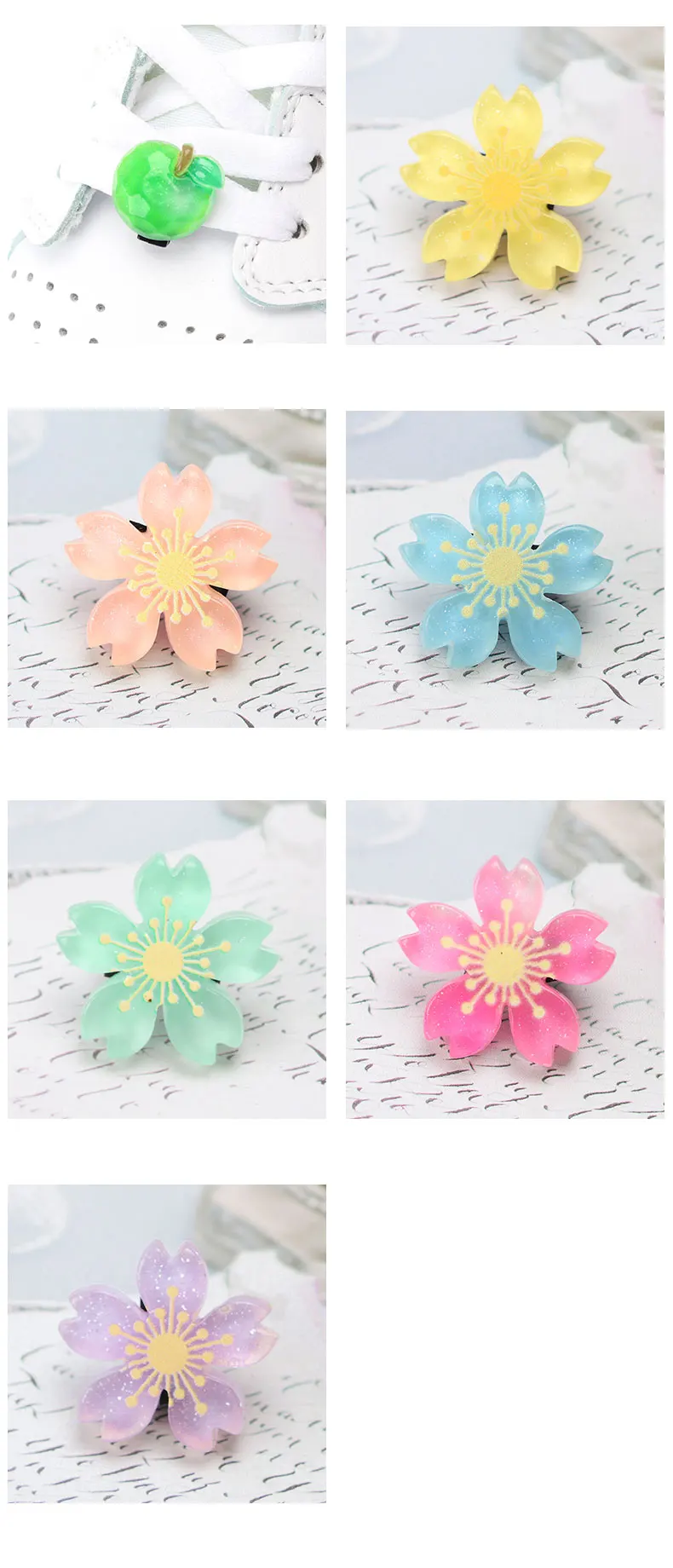 Cute Flowers Fruit Shoe Laces Decorations Buckle Charms Shoelaces for Sneaker Luxury Shoes Accessories for Women Man 1 Pcs