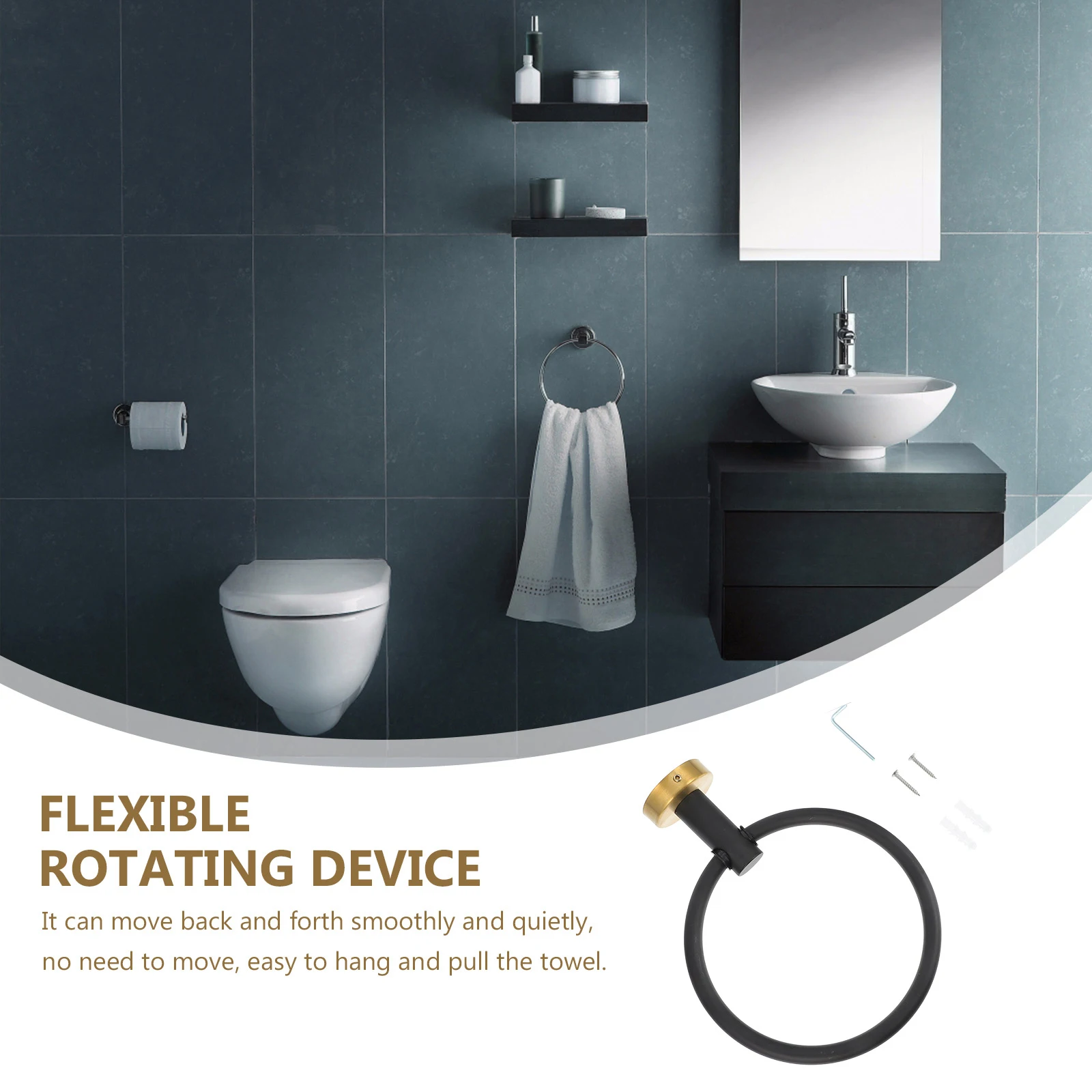 

Stainless Steel Towel Ring Wall Hanger Rustproof Durable Bathroom Kitchen Organizer Smooth Hanging for Tiles