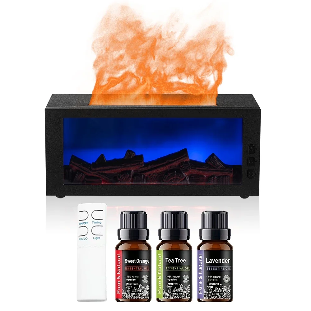 

Air Humidifier & Essential Oil Diffuser with Flame LED Light 7 Colors for Aromatherapy, Home Fragrance & Decor