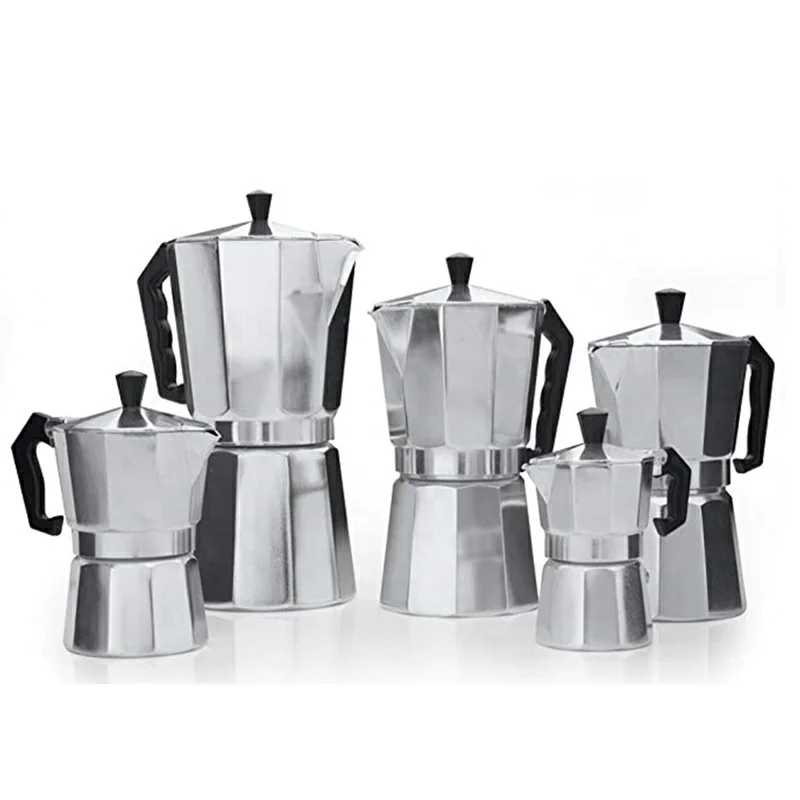 

Wholesale Modern Italian Aluminum 1 Cup 2 Cups to 12 Cups Moka Pot Coffee Maker Stove-Top Mokapot