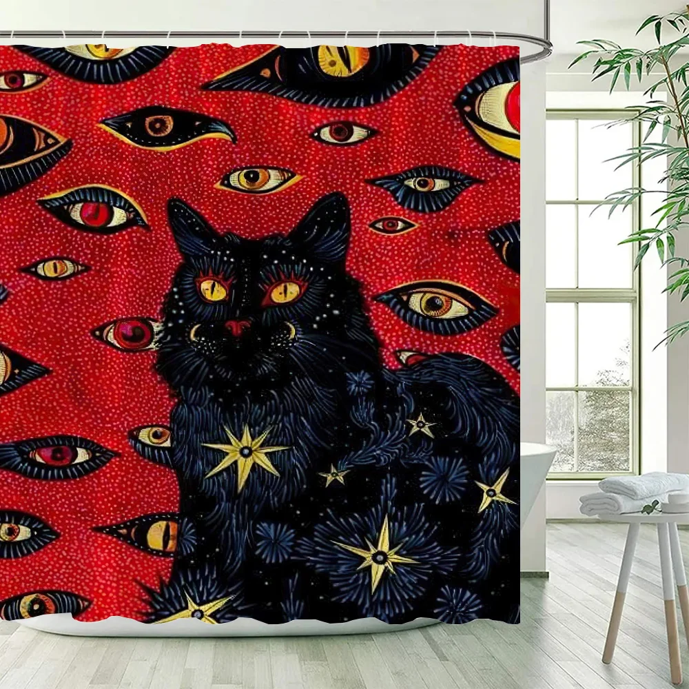 Cat Coven Shower Shower Curtain for Bathroom Opaque Curtains Accessories Bath Bedrooms Waterproof the Home Fabric Shade Products