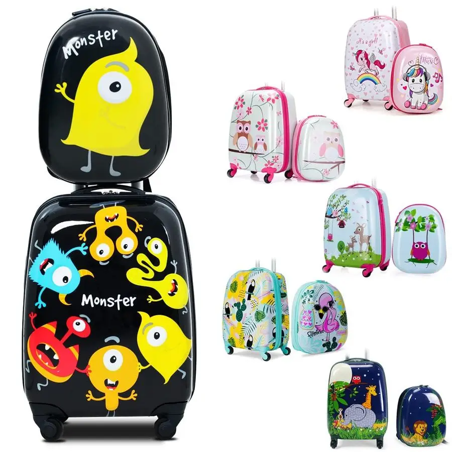 

Набор ручной клади, 16-летний чемодан на колесиках с твердыми колесами, дорожный чемодан на колесиках для мальчиков и девочек-монстр