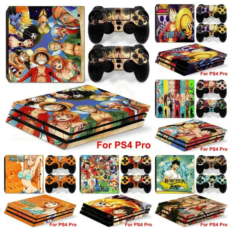Modische einteilige Ruffy Zoro Konsolenaufkleber für SONY PS4 Pro Slim Ganzkörper-Hautaufkleber für PlayStation 4-Controller-Gamepad