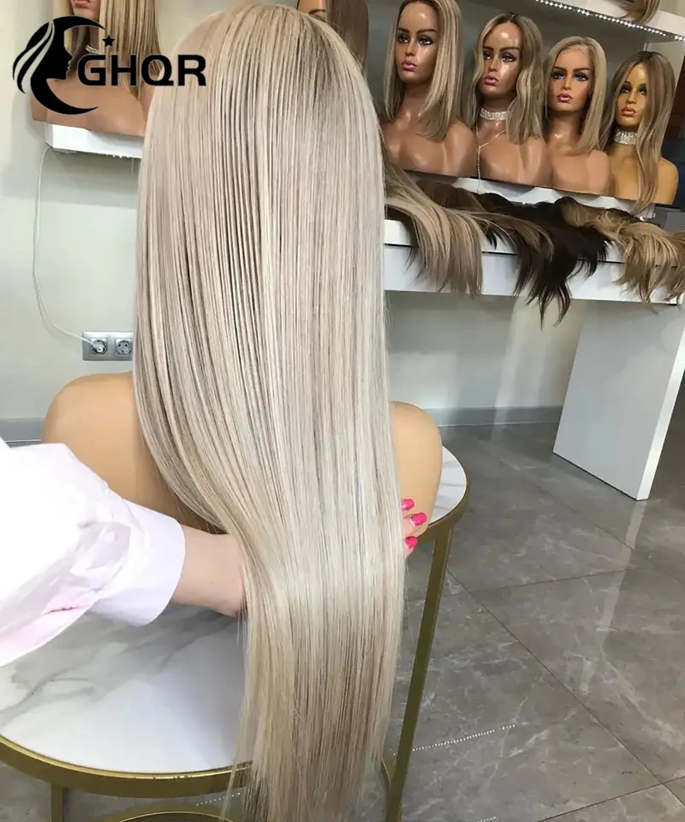 Ash Blonde Lace Front Human Hair Full Lace Wigs Glueless Straight 13x6 HD Transparent Lace Frontal Wigs For Women preplucked