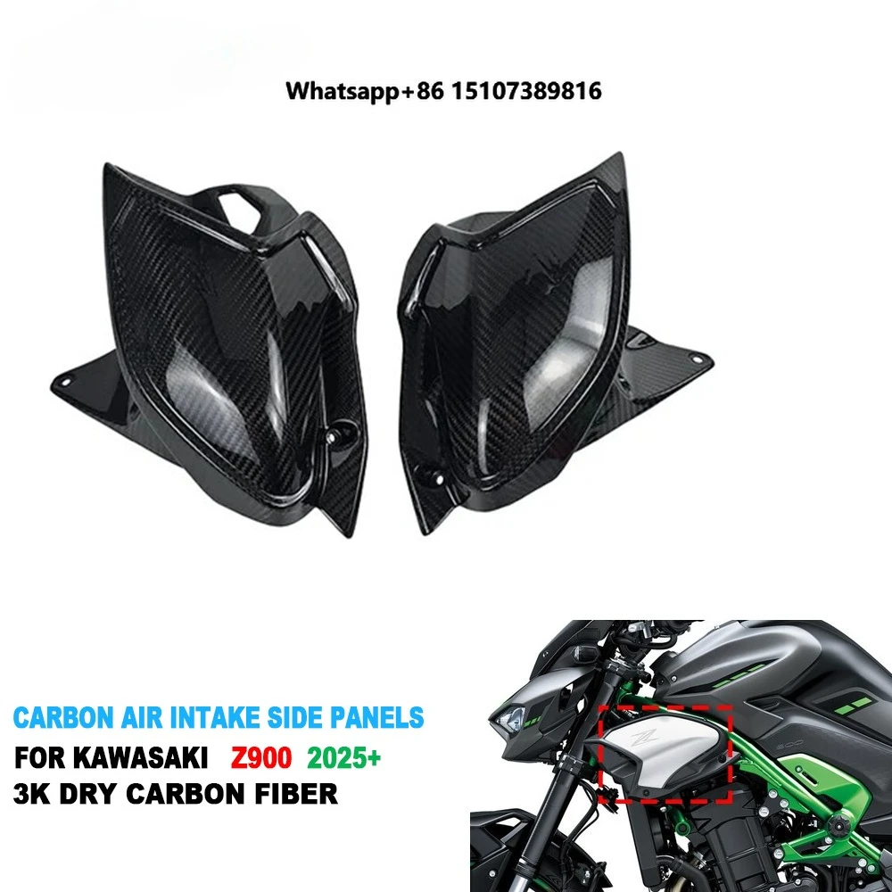 

100% Pure Pre-preg Dry Carbon Fiber Motorcycle Fairing Kit Left Right Air Intake Side Cover Panel for Z900 2025