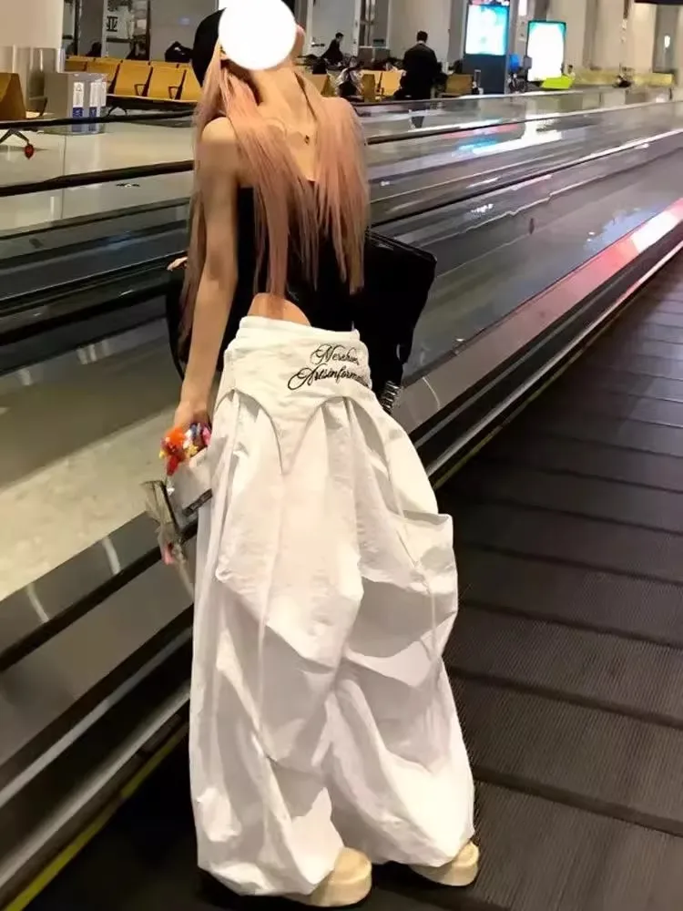 กางเกงขายาวลำลองสไตล์ทหารร่ม กางเกงเลกกิ้งทรงหลวม ดีไซน์ใหม่สำหรับฤดูร้อน ผู้หญิง สไตล์อเมริกันสุดฮอต