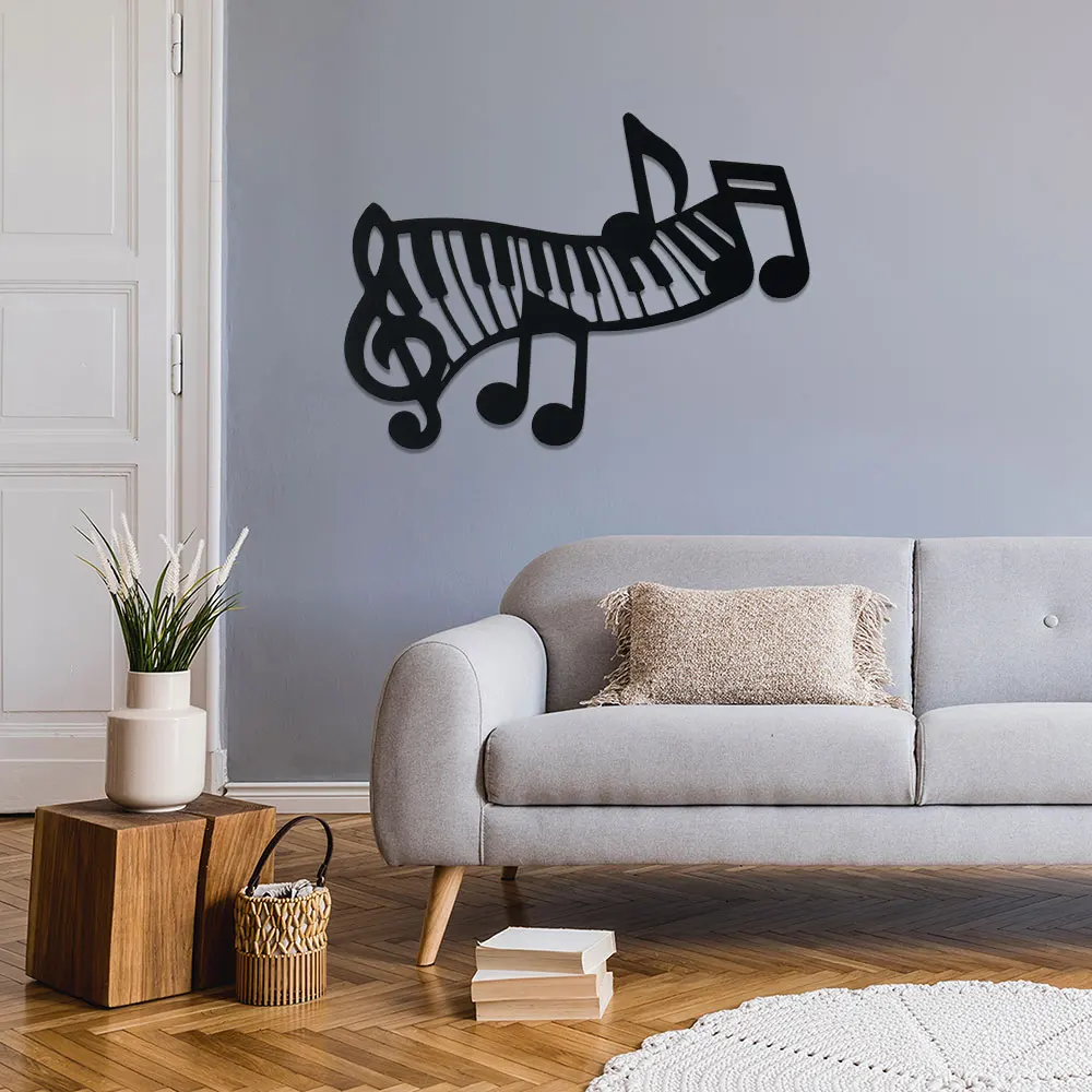 1 Stück Metall-Wanddekoration, Eisen-Klavier-Musiknoten-Wandkunst, Elegante Abstrakte Metallplakette, Vielseitige Wanddekoration, mit Wiederverwendbarem Design