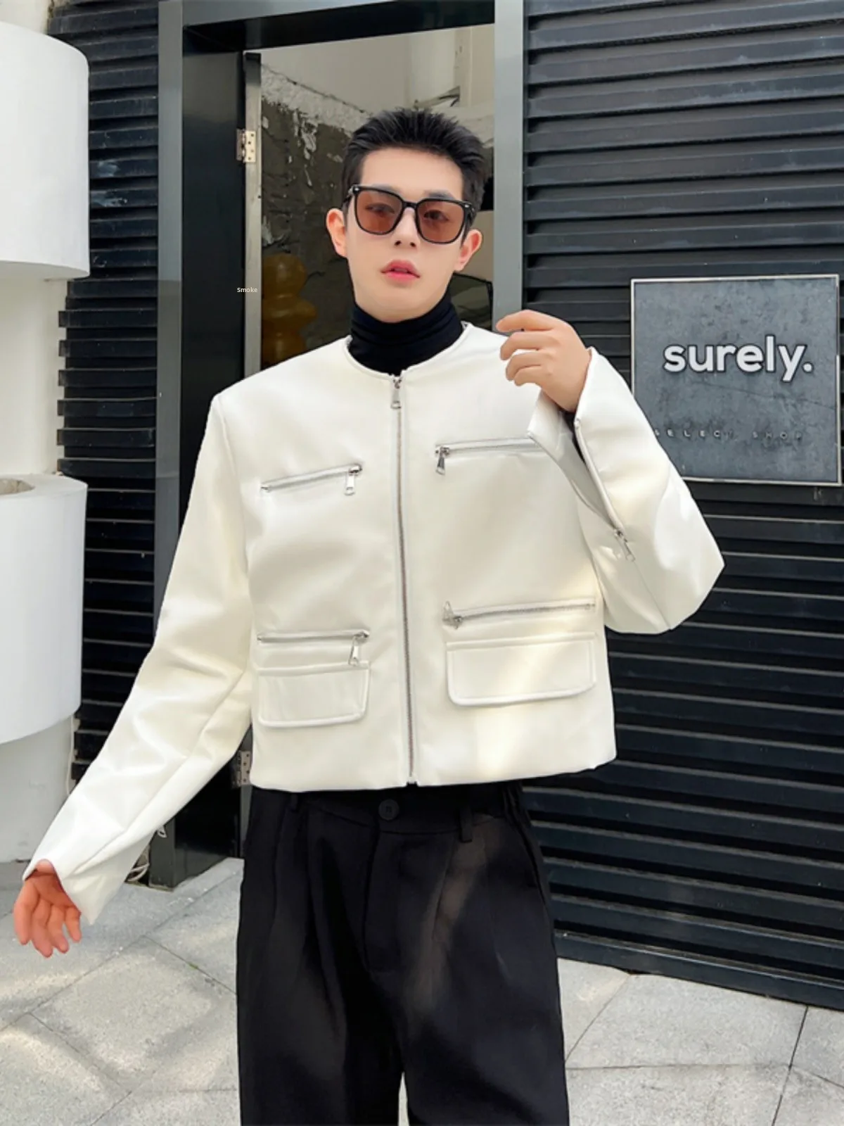 

Мужское повседневное пальто Sli ort из искусственной кожи Jaet с бейсбольным воротником с несколькими кетами, молодежная прямая трубка Vitali Sle