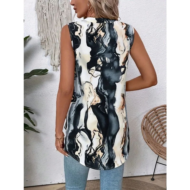 เสื้อกล้ามผู้หญิงไซส์ใหญ่แบบใหม่ ติดกระดุม คอกลม แขนกุด ทรงเข้ารูป แฟชั่นเสื้อผู้หญิง