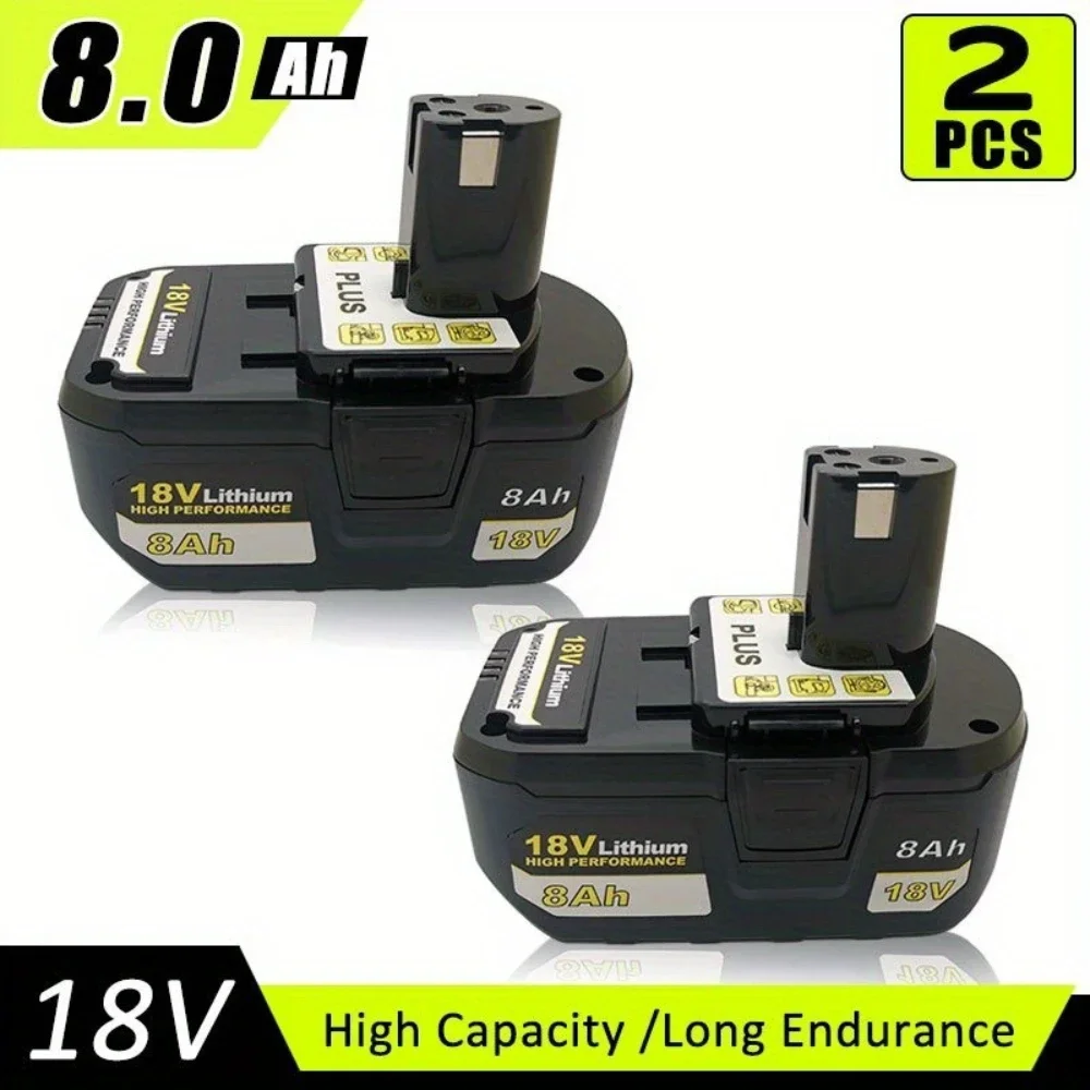 Batterie lithium-ion de remplacement 8,0 Ah 18 V P108 pour Ryobi ONE+P108 P104 P105 P107 P507 BPL1820 BPL-1815 BPL-1820G BPL18151