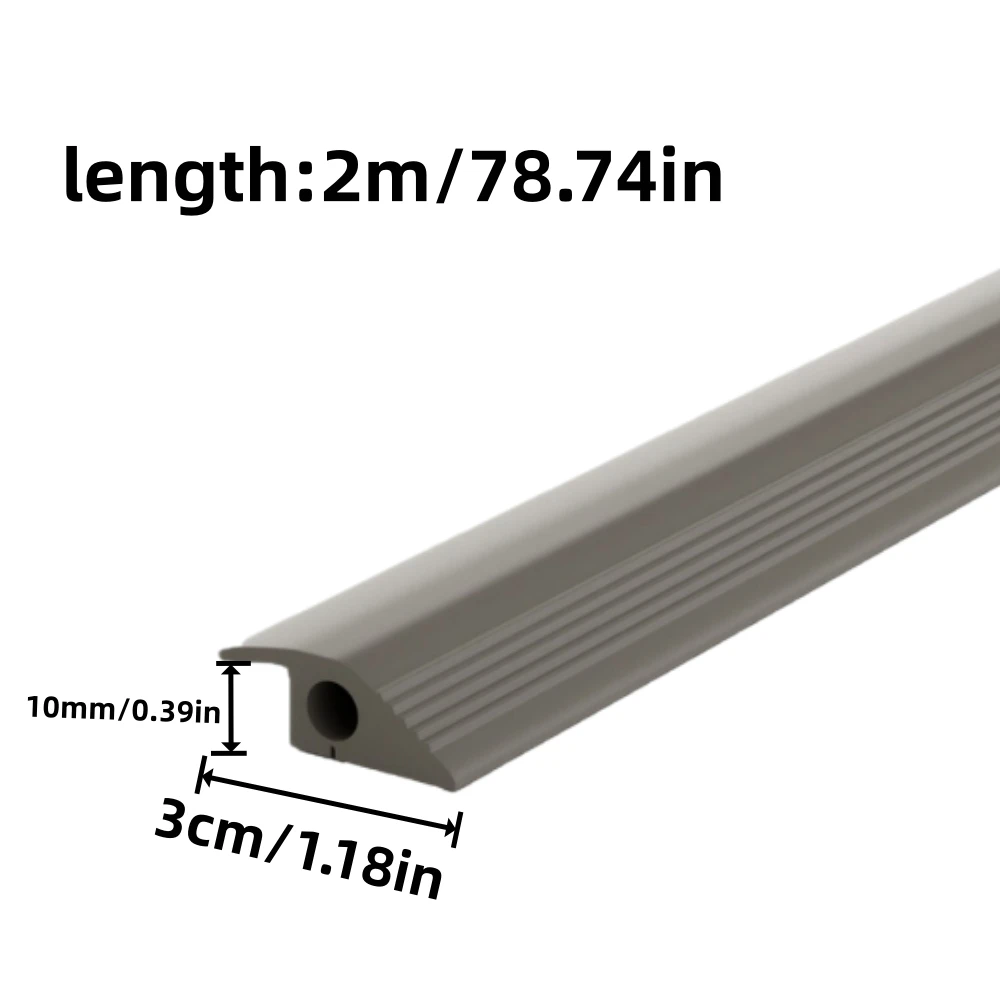 1roll 2mX3cm Self-Adhesive Floor Cable Cover,Flexible Wire Protector Cord Concealer Strip,Low Profile Floor Cord Hider