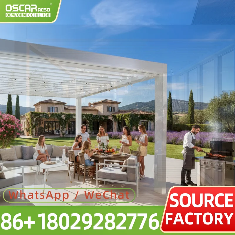 Motorized Aluminum Pergola Waterproof Retractable Structure Modern Outdoor Canopy for Garden Backyard Patio pergola