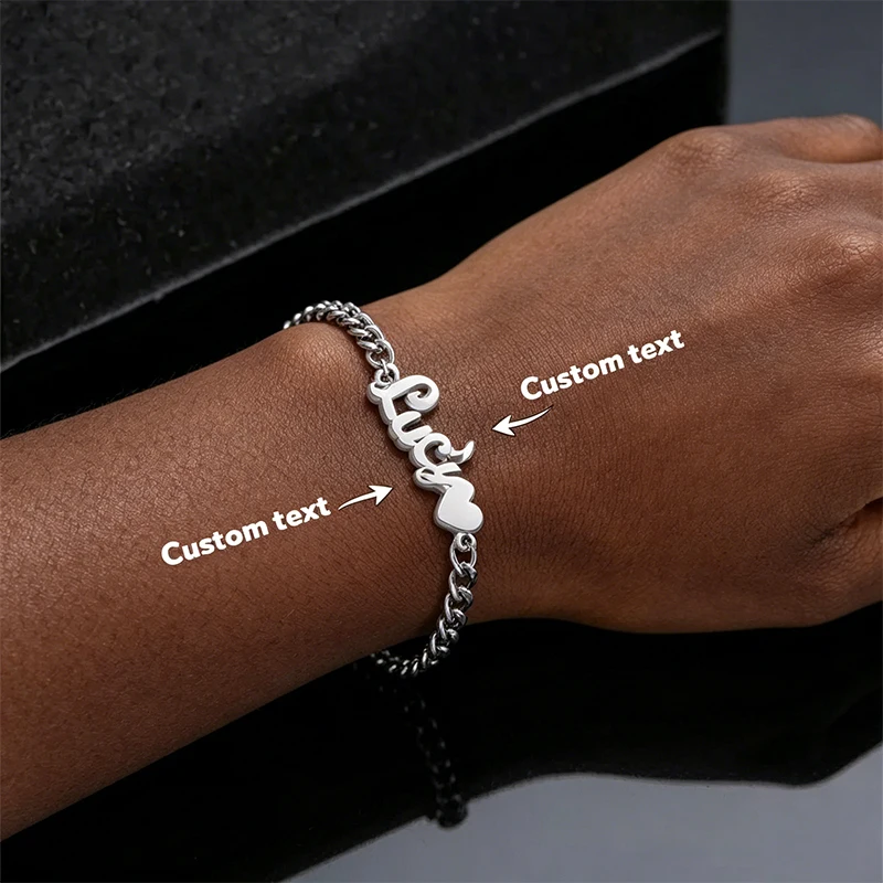 Personalized DIY Your Name Text Bracelet, Stainless Steel