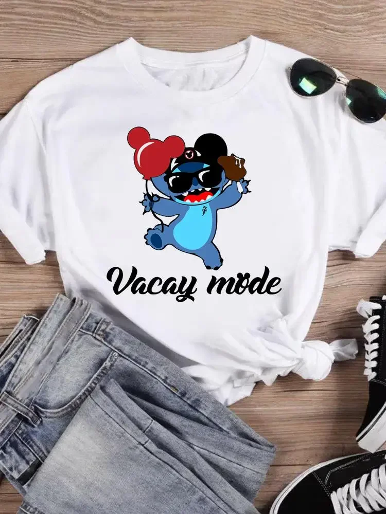 

Fashion Cute Short Sleeve Women Print Clothing Stitch Casual Tee Shirt 90s Sweet Cartoon Harajuku Graphic T-shirts