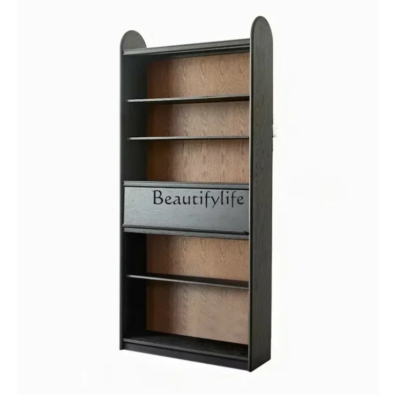 1French Retro Solid Wood Bookcase Entire Wall Free Combination Bookshelf Magazine Cabinet Storage Study Bookcase